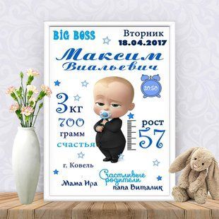Метрика "Босс-Молокосос с соской"- Печать в виде постера А3 ТС_пост_дст_Млксс+сск_А3+ фото