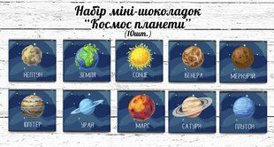 Мини шоколадки "Космос" планеты 10шт/набор (шокобокс) ТС_миншок_планети_10 фото