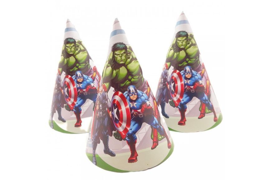 Колпачки, Мстители/Супергерои/AVENGERS / Марвел праздничные карнавальные 16 см (1шт)- ПРА_н-р_колпчк_Мстители/С фото