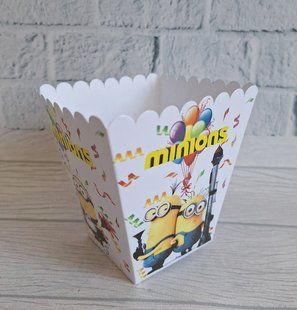 Коробочка для попкорна "Миньоны" Поштучно 10см высота (малотиражные) SM_н-р_короб_миньоны фото