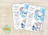 Именные Детские пригласительные "Baby shower" Гендер Пати Ждем мальчика. Слоник (полиграфия) - ТС_имен_приг_слоник_рус фото