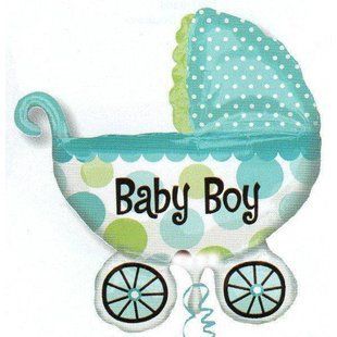 Фольгированный шарик Коляска детская голубая 82 см baby boy Гендер пати ФЕР_Шар_Коляска_65см_гол фото