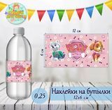 Наклейки Щенячий патруль на бутылки (12*6см) -малотиражные издания- ТС_наклейк_бутл_роз_пат фото