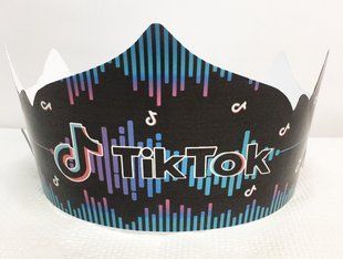 Корона картонная "Тик Ток" тематические на детский День рождения - SM_корона_ТикТок_Рус(двч фото