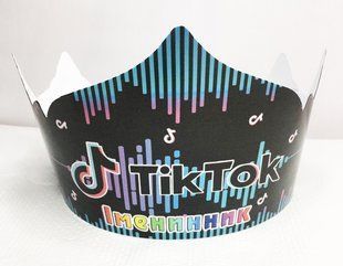 Корона картонная "Тик Ток" тематические на детский День рождения - Іменинник (Укр.) SM_корона_ТикТок_Рус(двч фото