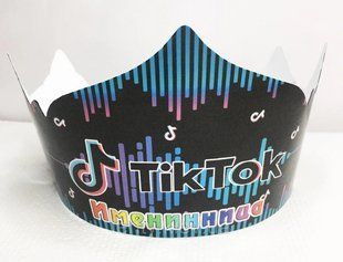 Корона картонная "Тик Ток" тематические на детский День рождения - Именинница (Рус.) SM_корона_ТикТок_Рус(двч фото