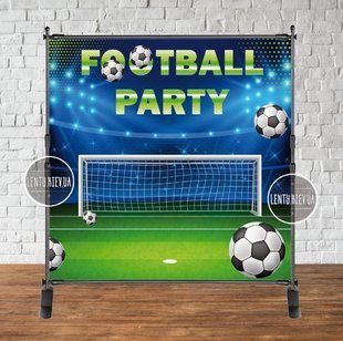 Баннер 2х2м "Футбол / Football Party" с люверсами. Фотозона (виниловый) на день рождения ТС_Баннер_2х2_Футбол_б/н фото