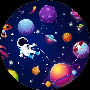 Тарелки 18см (10 шт) в стиле Космос. бумажные одноразовые. вк_трлк_космос_синий фото