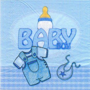 Салфетки бумажные сервировочные с рисунком - 15шт/уп- BABY BOY+соска_Гендер патиbaby shower, Голубой ФЕР_Салф_BABY BOY+соска фото