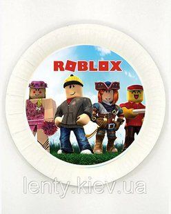 Тарелки 18см. в стилистике "Роблокс / ROBLOX"(роботы) бумажные (Поштучно) ТС_SM_тарлк_Роблокс фото