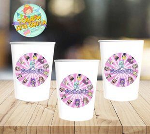 Стаканчики "Гача Лайф / Gacha life" белые с круглой наклейкой (поштучно) одноразовые ТС_сткнч_гача_кру_бел фото